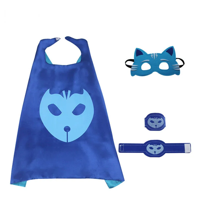 Pj Masks Costume Kids Catboy Owlette Gekko Cape With Masks Wristband Cartoon Superhero Cloak Cape Carnaval Costumes For Kids (5)