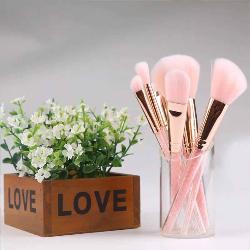 Tesoura de Maquiagem a escova kit com couro Features : New 7pcs Diamond Makeup Brushes