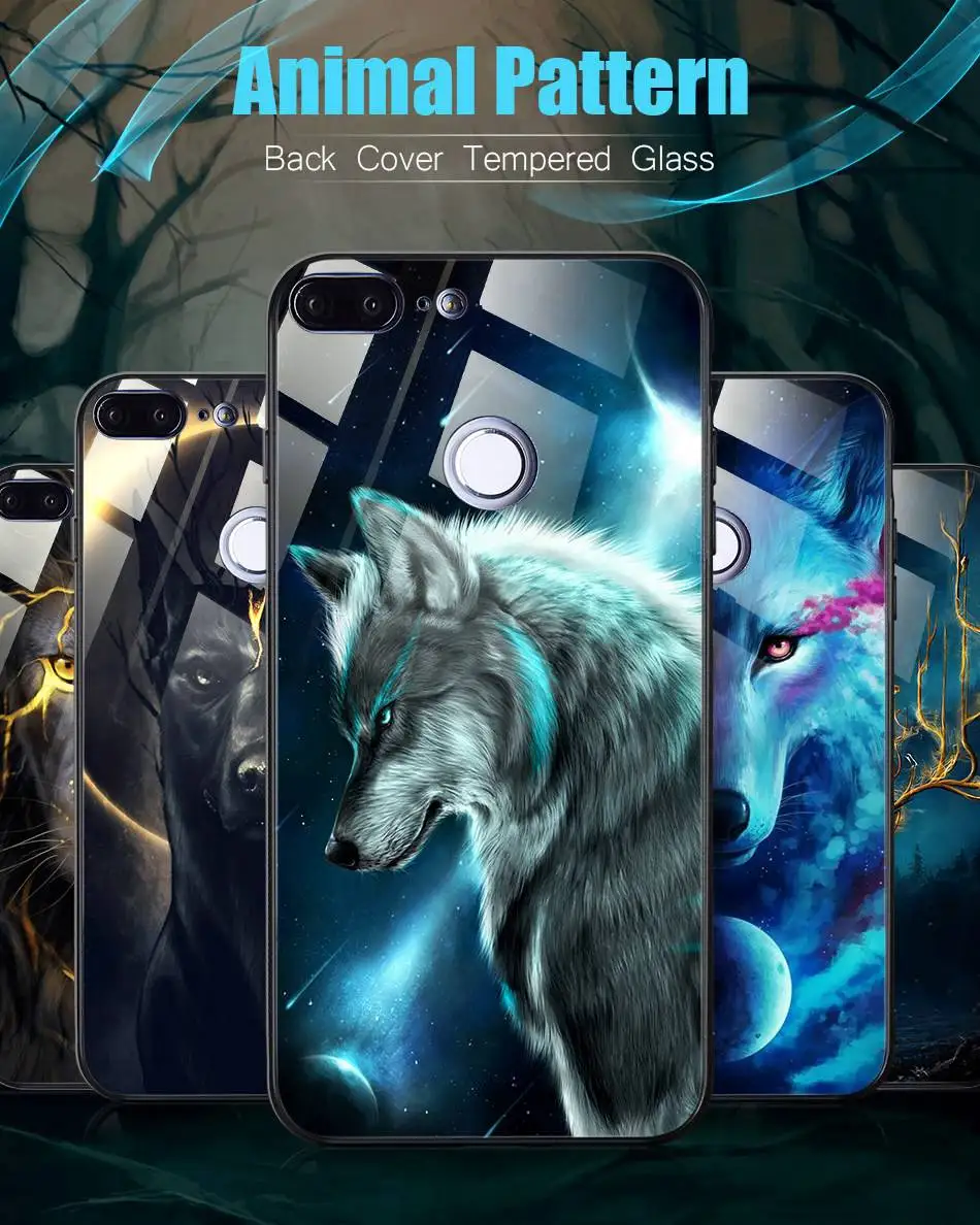 Luxury Tempered Glass Case For Huawei Honor 9 Lite 9 10 Animal Pattern Case on Huawei Mate 10 Lite P20 Lite Pro P Smart Enjoy 7s (1)