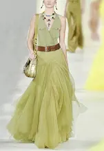 2015 summer women sleeveless Tank long dress Army green thin and long military temperament dress Gauze V-neck slim waist dress