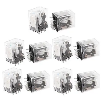 10 Pcs HH54PL DC 220V Coil 4PDT Green LED Lamp Light General Purpose Power Relay | Обустройство дома
