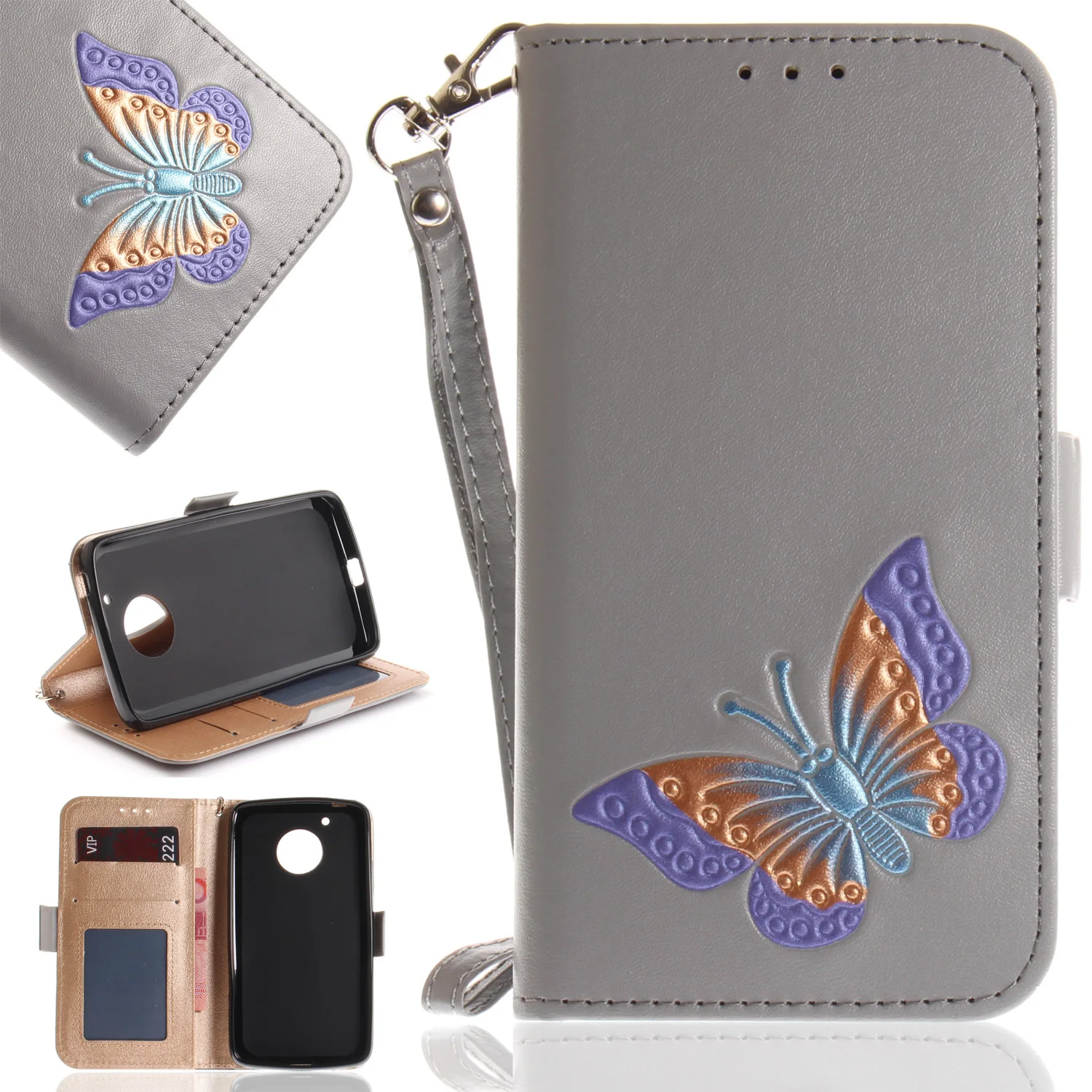 Butterfly Case for Motorola Moto G5 5th Gen XT1672 XT1676 Flip Cover G 5 Cedric XT 1672 1676 Phone Cases | Мобильные телефоны и