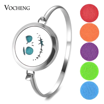 

10pcs/lot Essential Oil Diffuser Locket Bracelet Halloween 316L Stainless Steel Perfume Bangle 2 Styles with Felt Pads VA-725*10