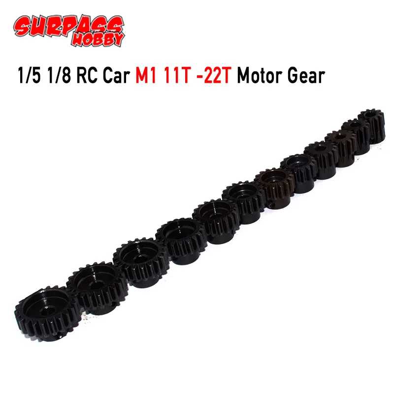 

SURPASSHOBBY 3Pcs M1 5mm 11T-13T/14T-16T/17T-19T/20T-22T Pinion Motor Gear for 1/8 RC Buggy Car Monster Truck