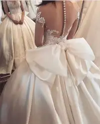 Boho Vestido De Noiva 2019 мусульманские свадебные платья бальное платье кепки рукава Аппликации кружево лук Дубай арабское свадебное платье