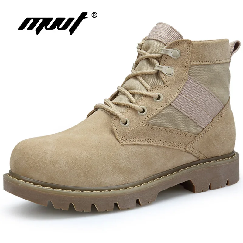 

MVVT 2017 New Winter Men Boots 2 Style Ankle Boot High Boots Fashion Patchwork Suede+Canvas Western Boots