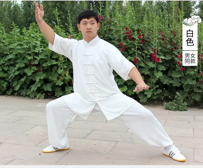 

Chinese style Taijiquan clothing cotton silk martial arts training clothes short-sleeved male female performance suit top pants