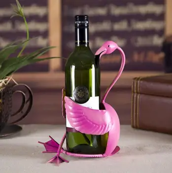 

Creative iron boutique flamingo wine rack home decorative items 1711