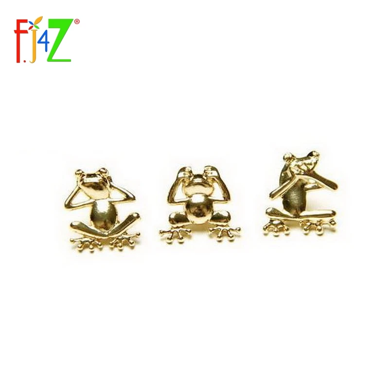 

F.J4Z 2017 fashion designer golden alloy Do not listen Do not see Do not say Frog figure costume brooch stud pins for women
