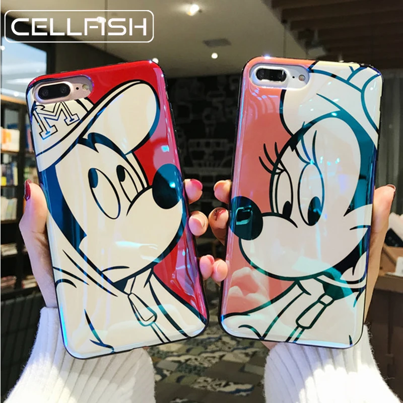 

Soft Silicone Blue Ray Mickey Mouse Case for iPhone 6s Plus 7 7Plus 8 8Plus X 10 Xs Max XR Coque Minnie IMD Disneys Phone Cover