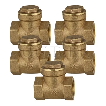 

CNBTR Golden Brass Female 1/2 " BSPP Thread Swing Check Valve High Pressure Pack of 5