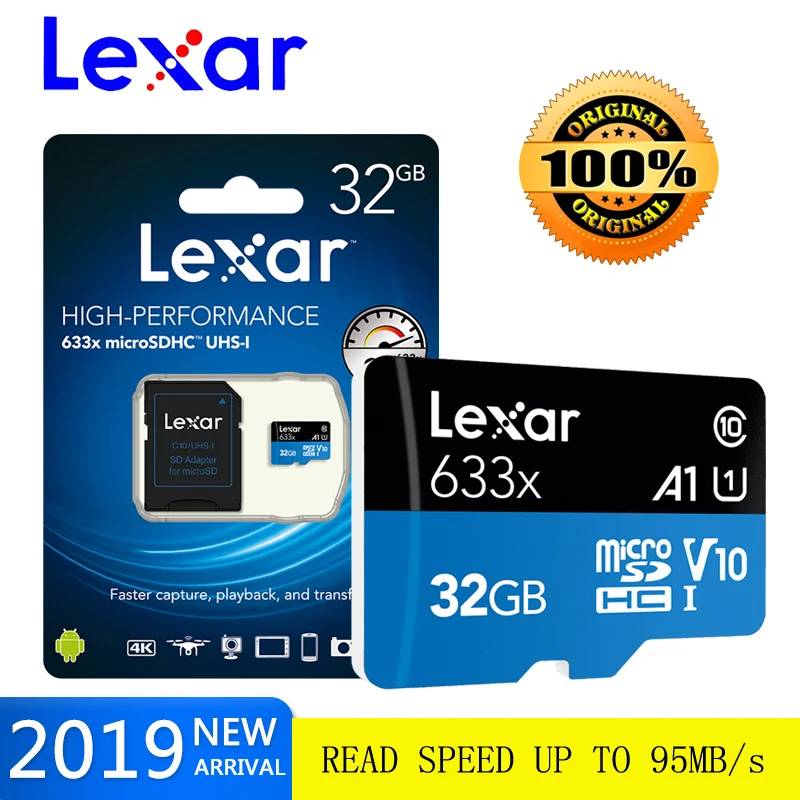 Оригинальная карта Lexar 633X A1 A2 Microsd 512 ГБ 256 128 Гб 64 32 95 МБ/с./с класс 10 U1 U3 Micro SD памяти TF