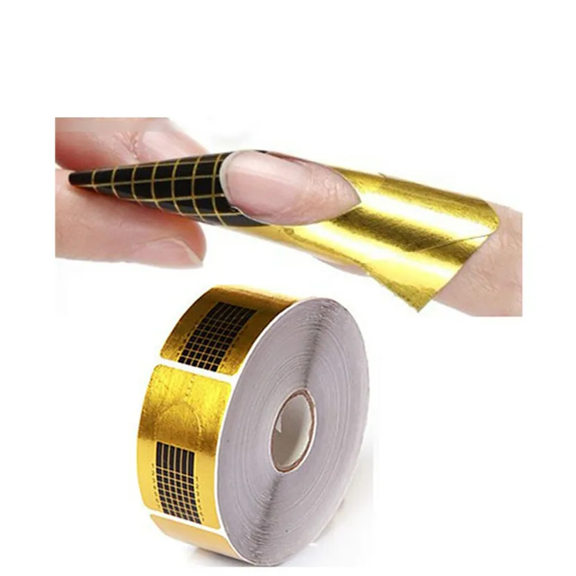

500 pcs Golden Paper Double Thick Nail Form Professional Nail Art Nail Forms Tool for Acrylic UV Gel Tip Nail Extension