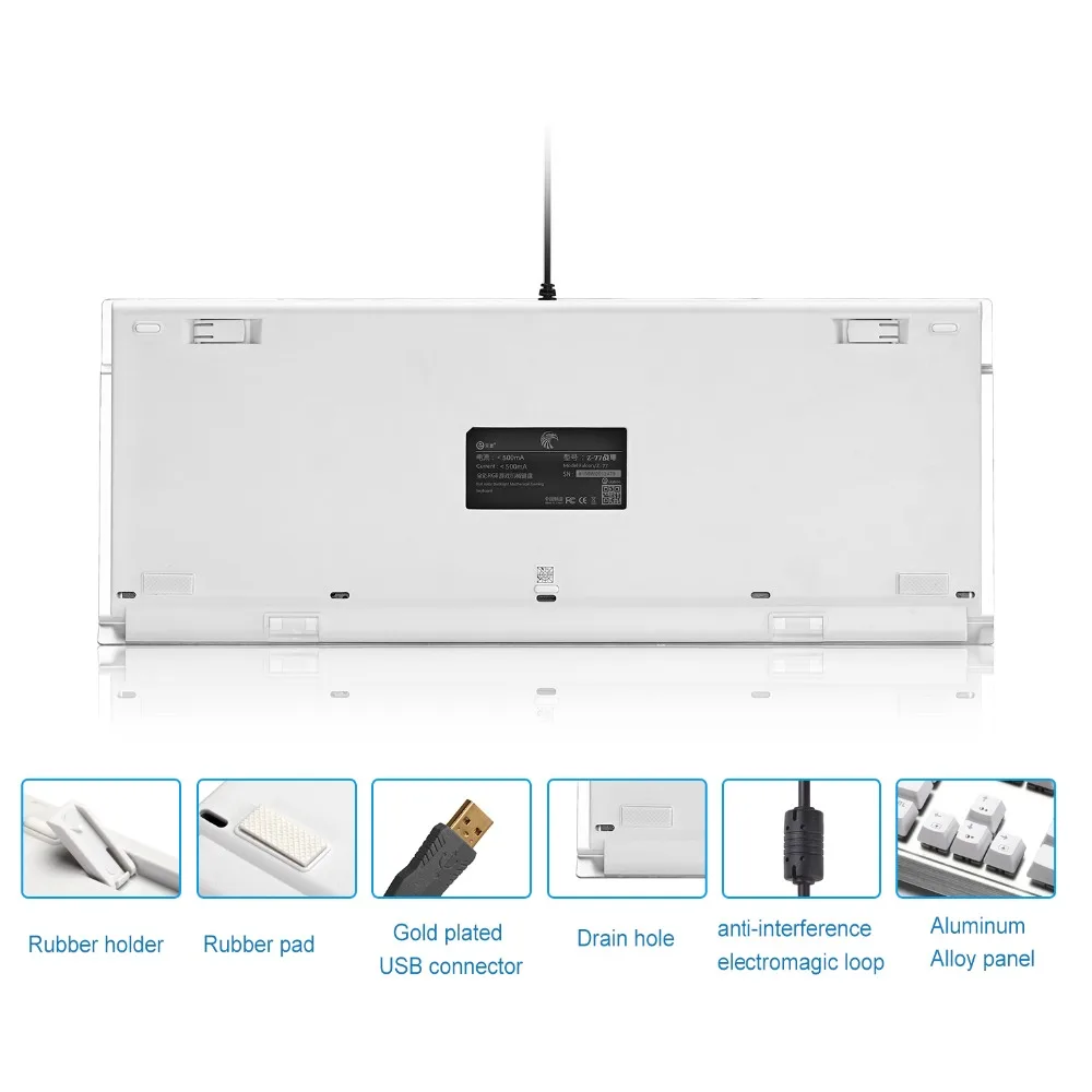 Механическая игровая клавиатура Z-77 Eagle с подставкой для запястья настраиваемая RGB светодиодный с подсветкой кликкая синяя алюминиевая геймерская клавиатура