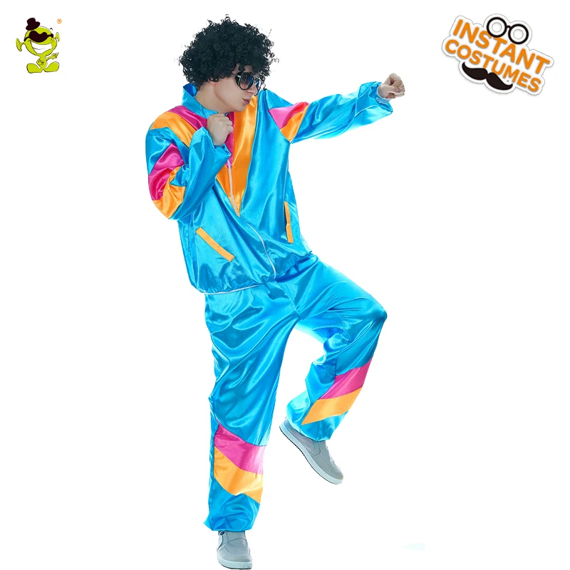 Hippie Costume Shell Suit Party Fancy Dress Up Purim Cosplay Hippy Outfits Halloween Role Play 80's Clothing for Men and Women cosplay costume