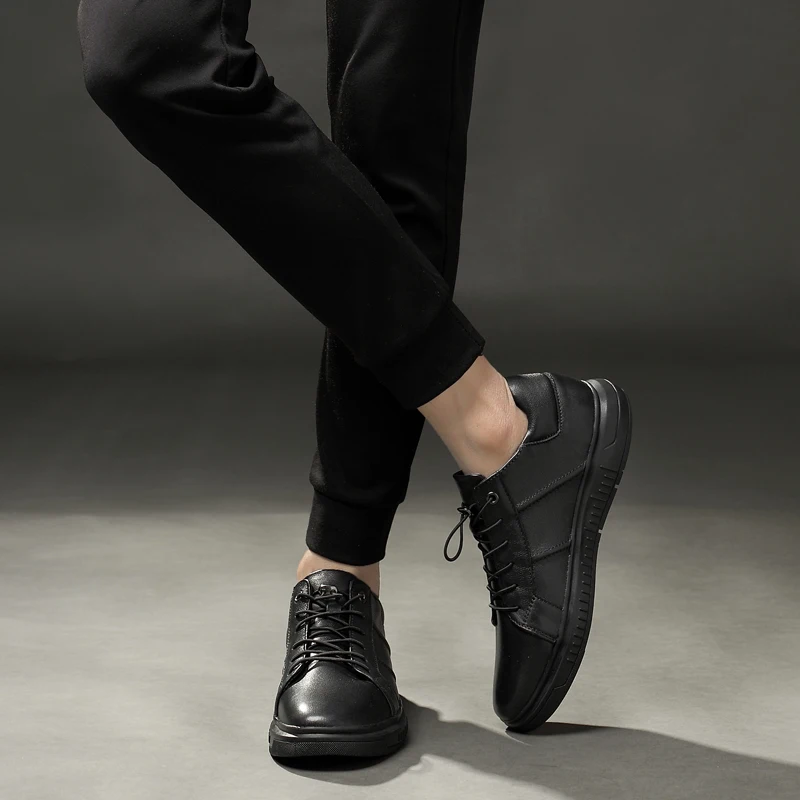 38 Couro Homens Masculino on Slip Tamanho Homem Sapatos Respirável Black Casuais Para Vaca Moda Genuína Da Preta Sapato Mocassins 44 Plataforma De qfqHgxz