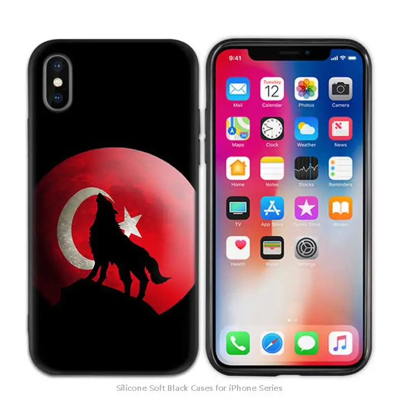 Turkey Turkish Flag Black Scrub Anti-knock TPU Silicone Case Cover for iPhone X XS XR XS 11 11Pro Max 7 8 6 6S 5 5S SE Plus - Цвет: A006