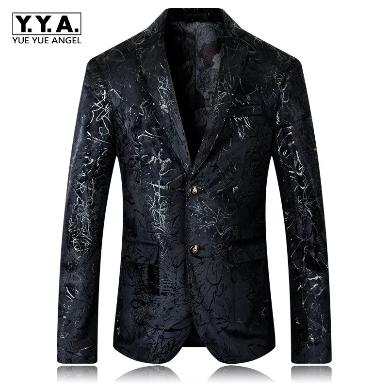 

High Quality Brand Man Clothes England Style Single Breasted Printing Casual Mens Blazer Slim Fit Blazer Masculino Plus Size