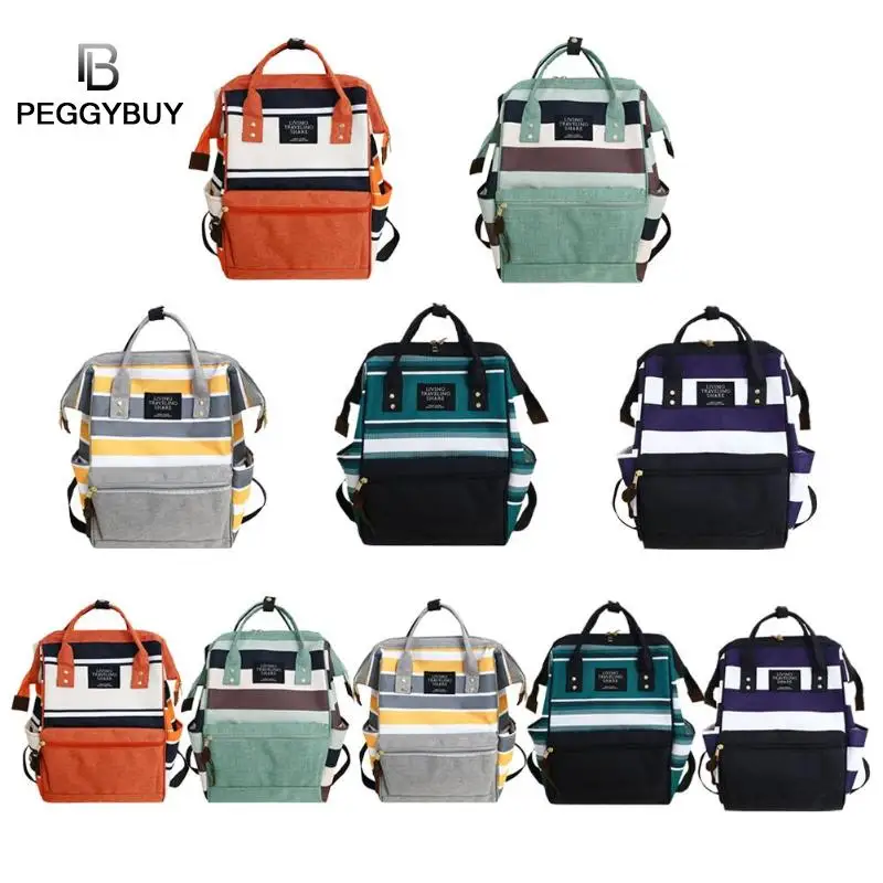 

Women Canvas Maternity Backpack Stripe Travel Backpacks Women Canvas Shoulder School Bags Top-handle Bags Fashion Travel Bag
