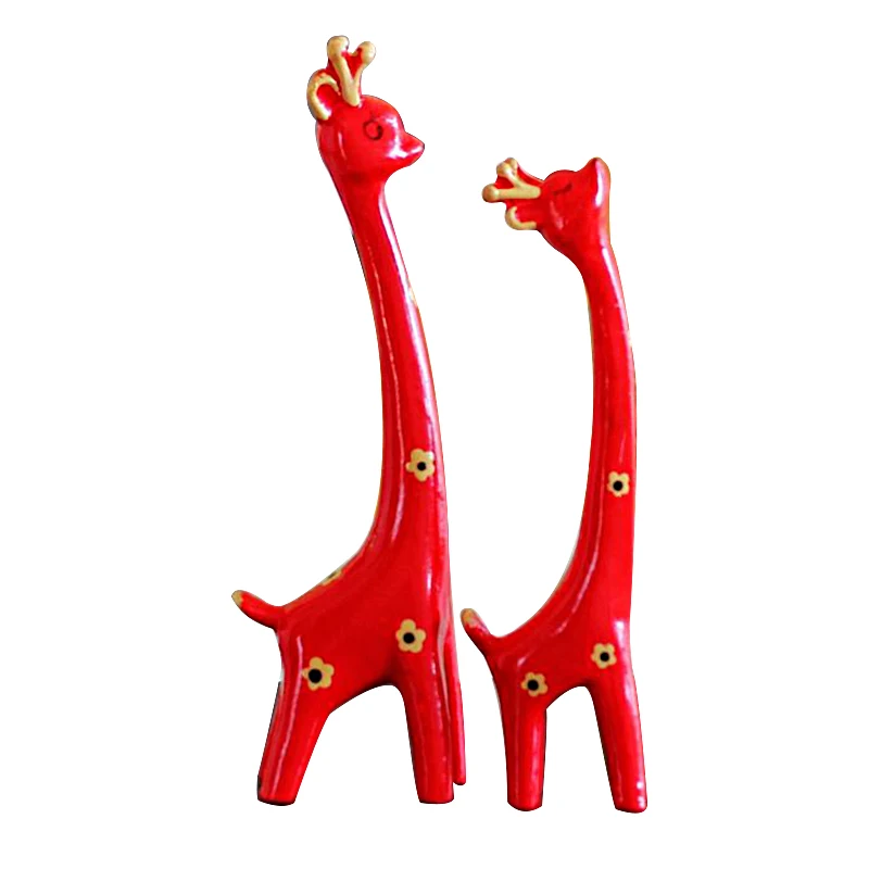 

2pc/lot Ceramic Giraffe Crafts Animal Ornament Home Decoration Accessories Figurines Home Living Room Decor Wedding Gift