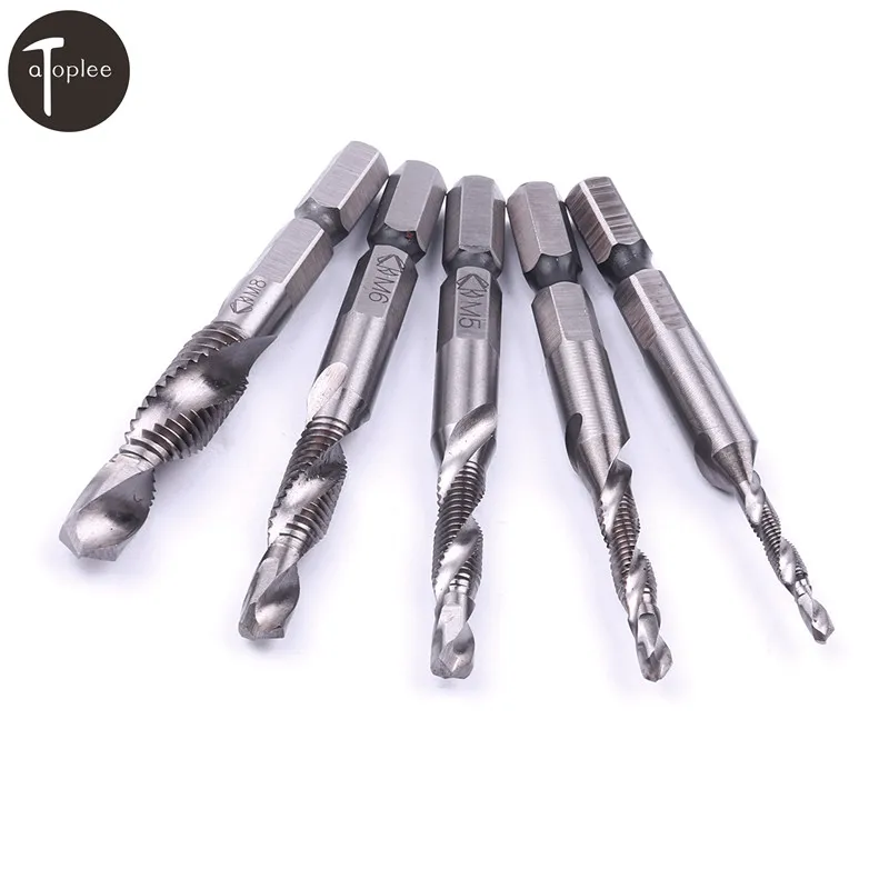 1PC M3 M4 M5 M6 M8 HSS Combination Drill Tap Bit Deburr Countersink Hex Bit For Stell Screw Tap