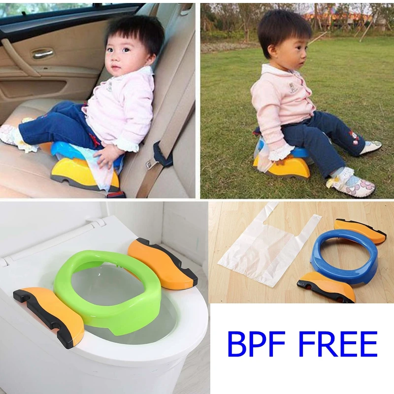 BPA الحرة البلاستيك مقعد مرحاض للأطفال المحمولة للطي السفر قعادة للأطفال مع البول أكياس سيارة التخييم المرحاض البسيطة WC سادة حصيرة