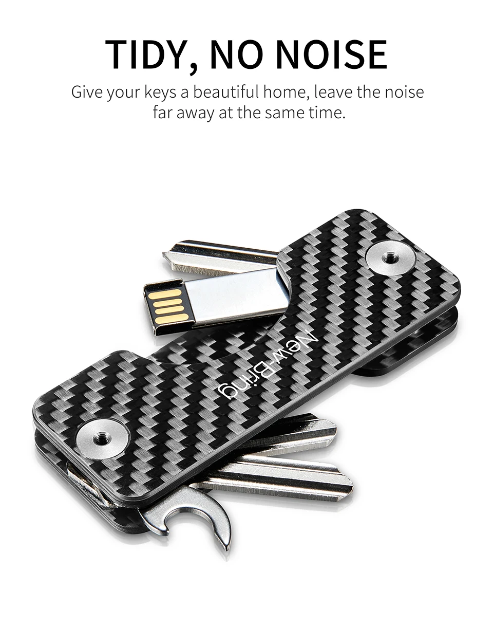 NewBring Smart Key Holder Keychain Car Key Wallets Ring Collector Housekeeper Carbon Fiber G2 DIY EDC Pocket Key Organizer Smart