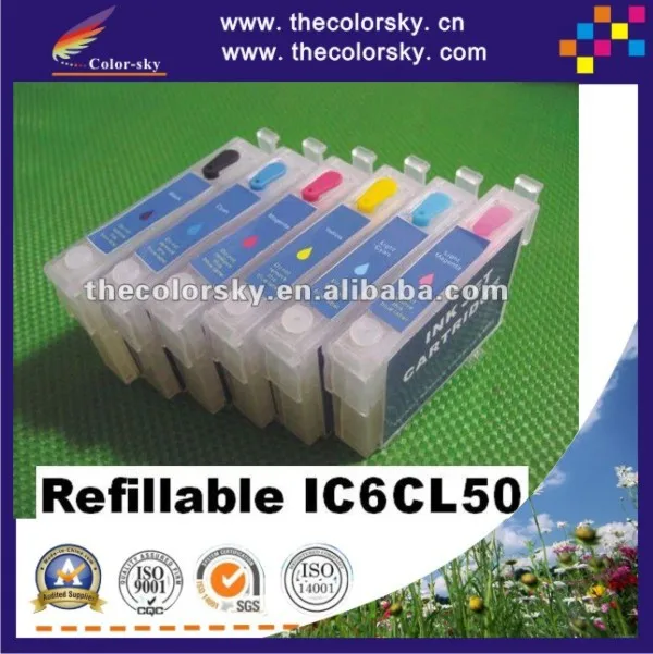 

(RCE-IC6CL50) refillable refill ink cartridge for Epson IC6CL50 EP-901A EP-901F EP-902A PM-A820 bk/c/m/y/lc/lm free shipping dhl