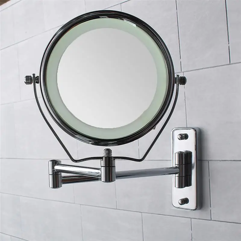 

6 Inch Double Side 6 Led Light Illuminated 7X Magnifying Mirrors Makeup Mirrors Bathroom Shower Wall Cosmetic Mirror Mounted