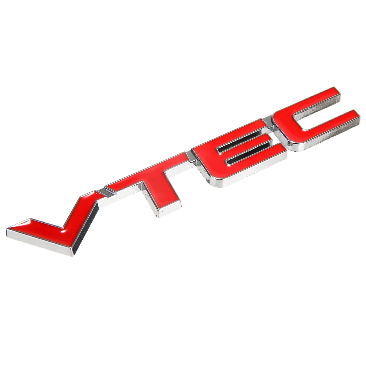 Car DIY Decoration 1pc 3D Full Metal Car Body Badge Sticker VTEC Logo Car Styling Emblem Decals for Honda Red+Silver