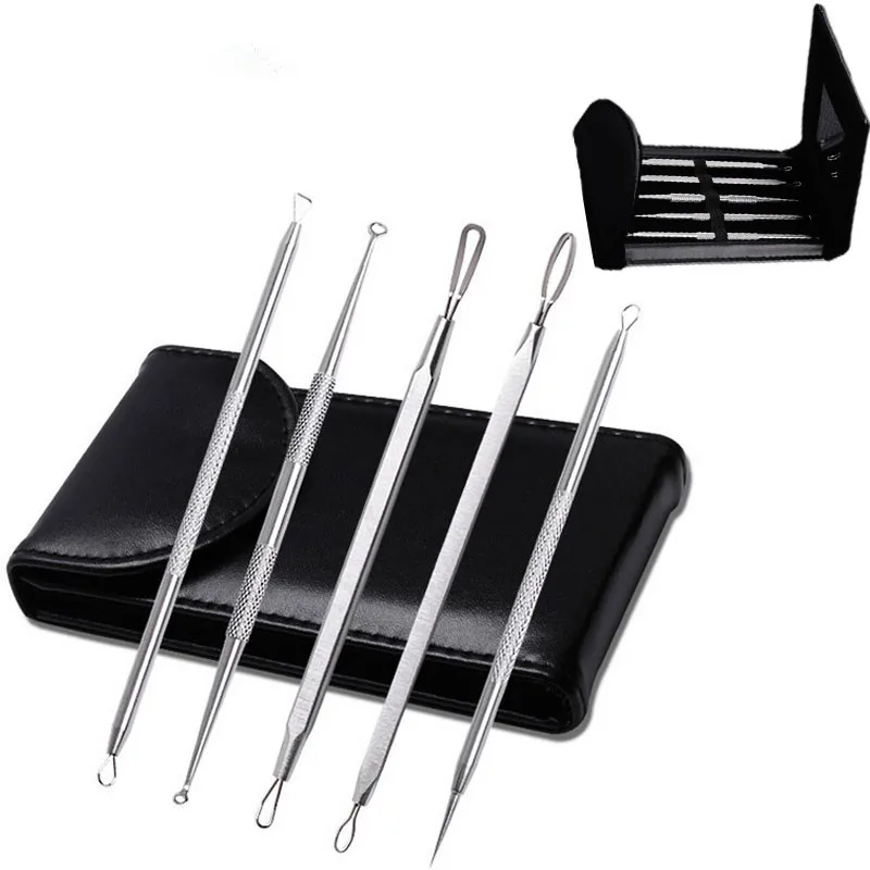 

5PCS/Set Facial Blackhead Remover Pimple Blemish Comedone Acne Spot Zit Whitehead Removal Extractor Set