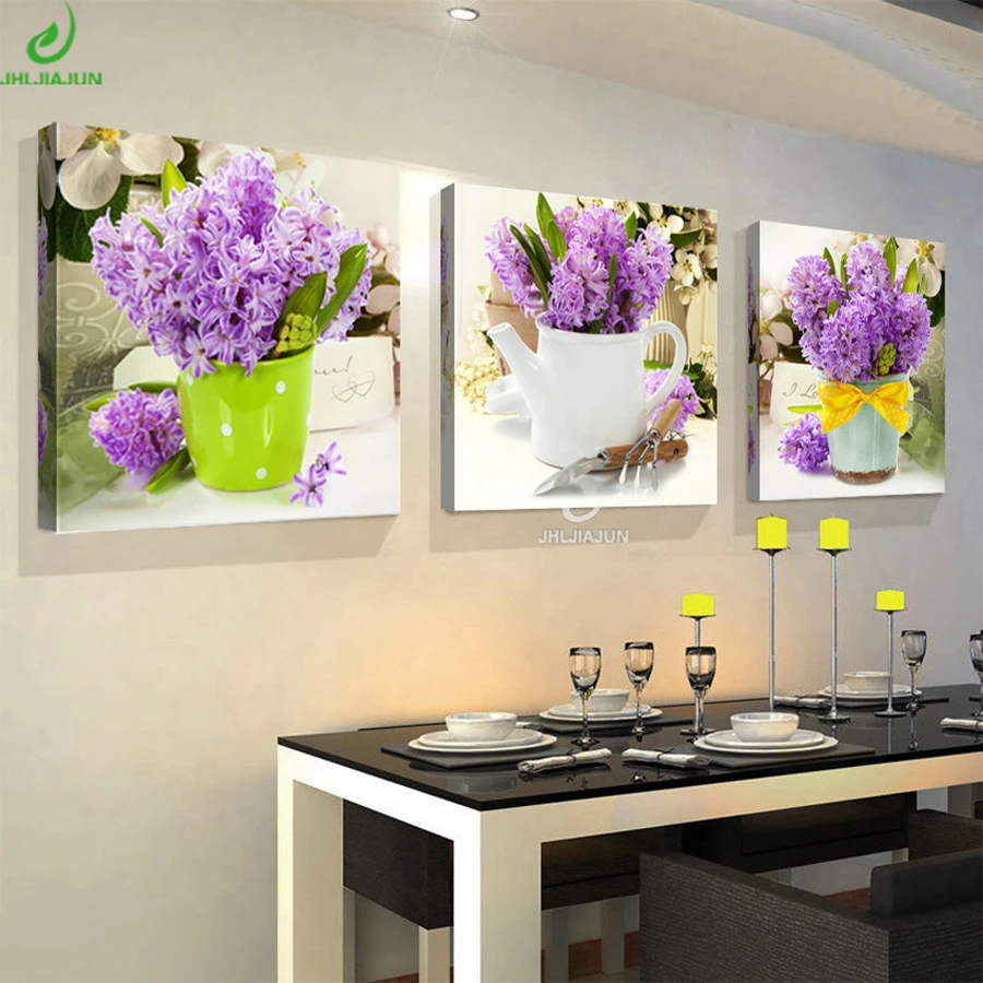 

Canvas Prints Wall Art Modular Image Triptych Flowers Poster Painting Calligraphy Paintings For Kitchen Vintage Home Decoration