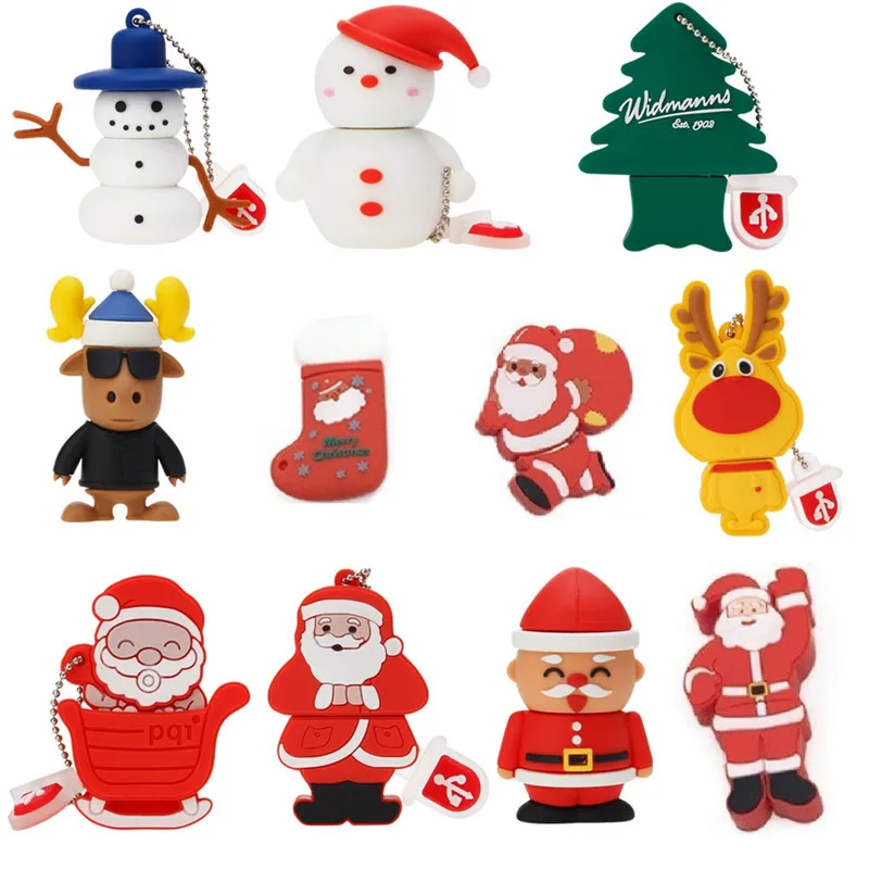 

Usb Flash Drive 32gb Cartoon Christmas Gift pendrive 16gb Snowman flash memory disk 2.0 pen drive 128gb with Chain free shipping