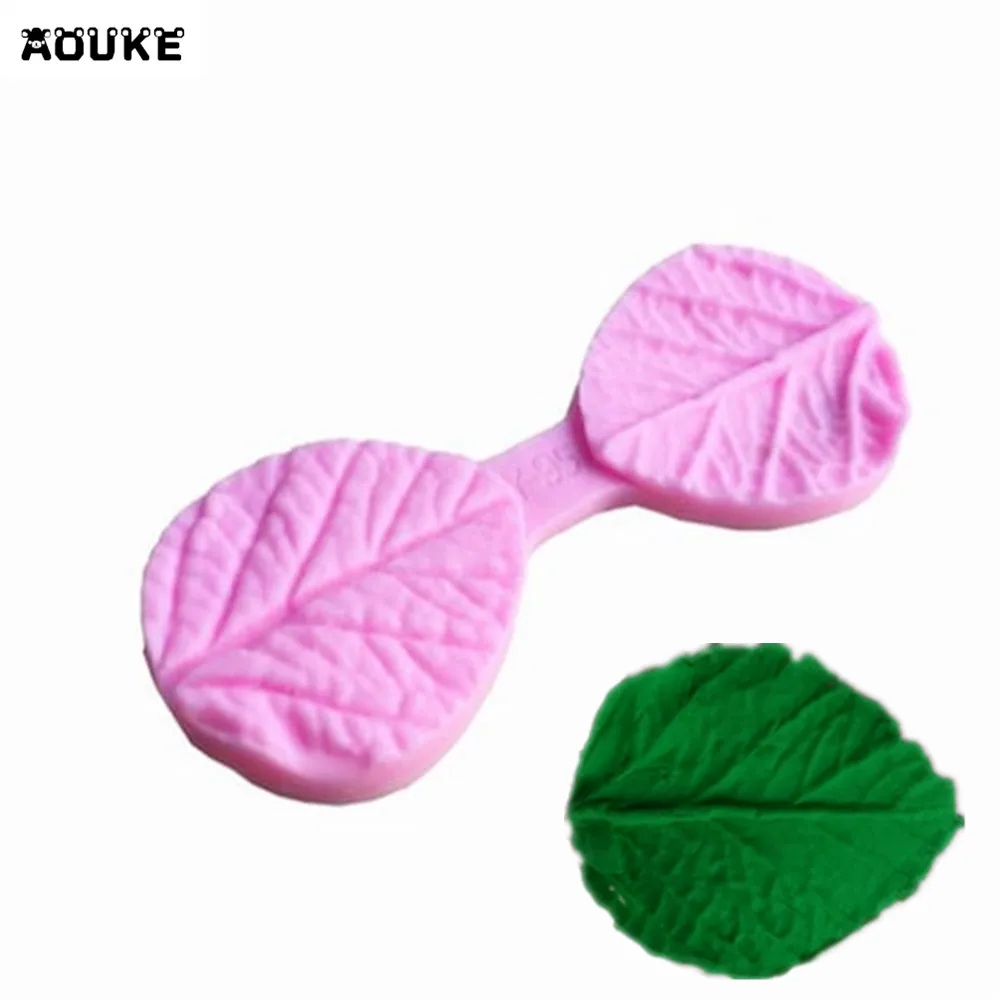 

2 Leaf/Leaves Embossed Fondant Cake Silicone Mold Chocolate Pastry Mould Jello Pudding Ice Cube Soap Molds DIY Baking Tools G169