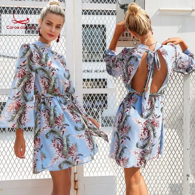 

2019 cross-border European women summer new European and American printing group hot ladies