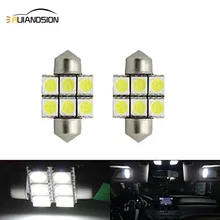 2X Festoon 28mm 1.10" 31mm 1.25" 5050 6SMD DE3021 DE3022 LED Xenon White Interior Lights Bulbs 12VDC Dome roof Door stop light