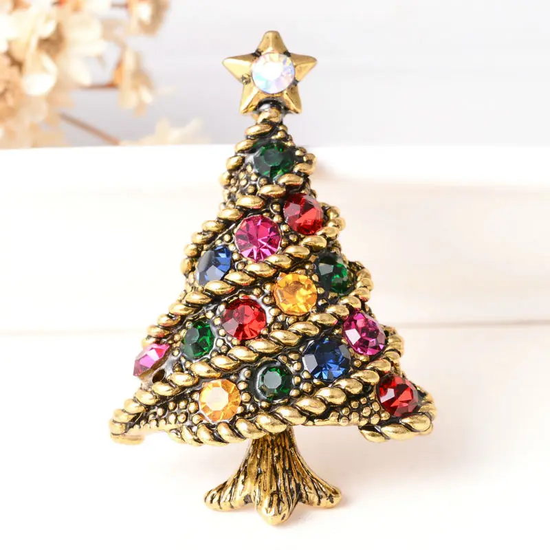 New Christmas Gifts Antique Gold Color Pins And Brooches For Women Christmas Gifts Antique Gold Color Pins