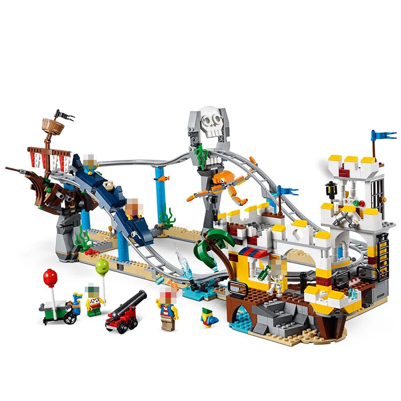 

New Creators Builerds Set Pirate Roller Coaster 3 in 1 Compatible Legoing Creator Building Educational Toys Christmas Boy Gifts