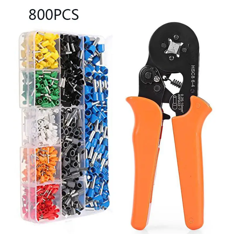 orange0.25-6mm800pcs KALAIDUN 6-6 0,25-6 мм 0,25-10 мм2 23-7AWG обжимные плоскогубцы зачистки проводов электрические трубки Клеммы Коробка мини фирменный Зажим инструменты плоскогубцы - Цвет: orange0.25-6mm800pcs