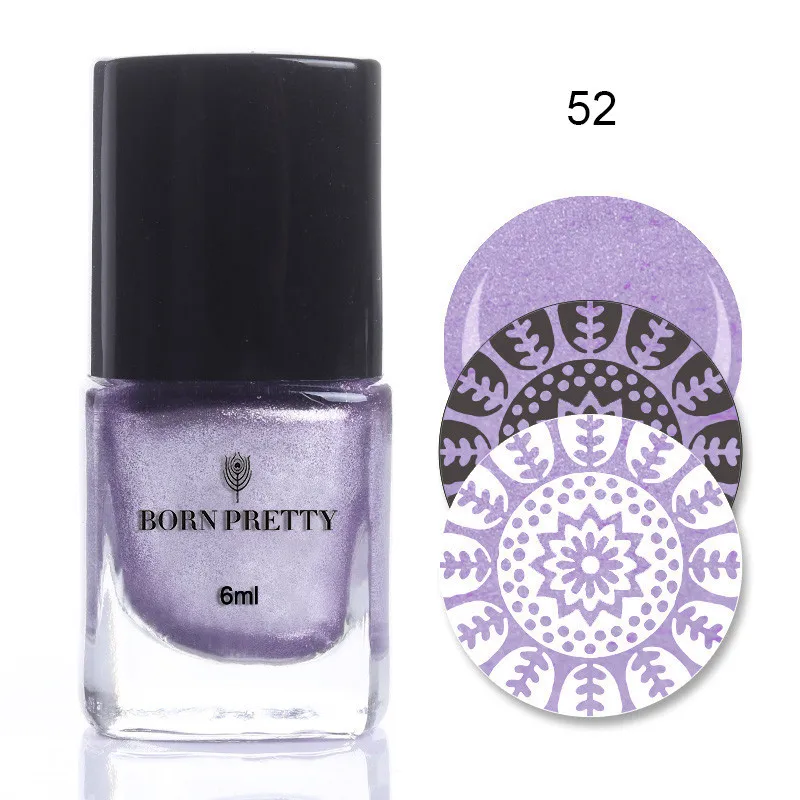 BORN PRETTY Красочные 1 бутылка 6 мл стемпинг ногтей покрытие Стикеры для ногтей печать лак Декоративный Лак для ногтей 72 цвета - Цвет: 6ML- 52