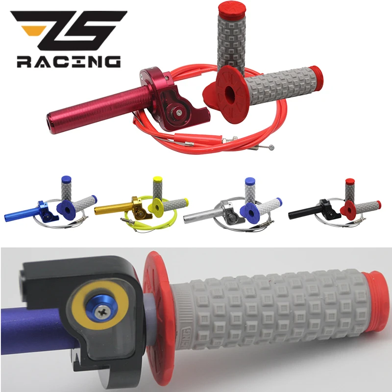 

ZS Racing CNC Motorcycle Turn Quick Twist Throttle Housing Grip + Throttle Cable + Handle Grips Pit Dirt Quad Bike ATV for KTM