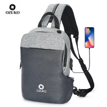 OZUKO многофункциональная нагрудная сумка Мужская модная сумка через плечо мужская водостойкая нагрудная сумка usb зарядка дорожная сумка-слинг