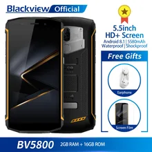 Blackview BV5800 Waterproof Smartphone MT6739 Quad Core 2GB+16GB 5.5" 18:9 Fingerprint 5580mAh Quick Charge NFC 4G Mobile Phone(China)