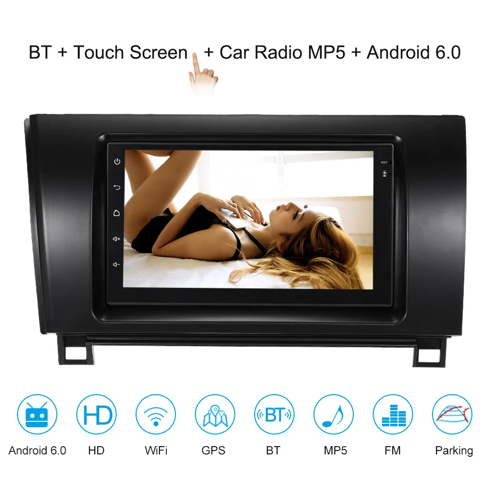 Discount Car radio 7" Touchscreen 2din android autoradio Stereo Receiver rearview mirror Music Player for Toyota Sequoia Tundra 2008-2013 2