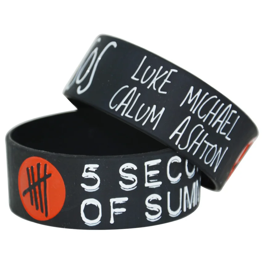 

25pcs/lot NEW DESIGN 5 Seconds Of Summer with 5SOS Wristband Bracelet