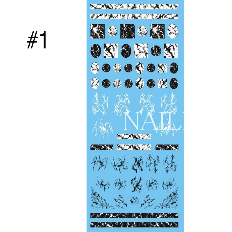 1 лист NailMAD каменные мраморные наклейки для ногтей переводные наклейки s Белый мрамор наклейки для ногтей татуировки черный мрамор водная горка - Цвет: Pattern 1