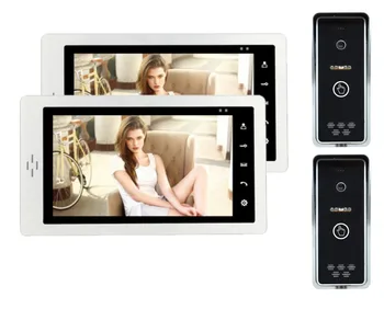 

XINSILU 7" Video Door Entry Phone Call System+Metal Shell Intra-monitor Audio Intercom Kits 2Cameras 2Monitors