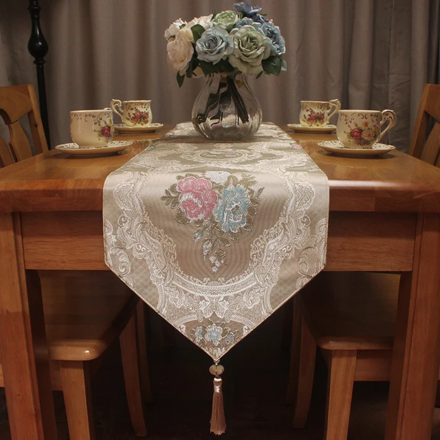 beige luxury jacquard table runners elegant formal home table