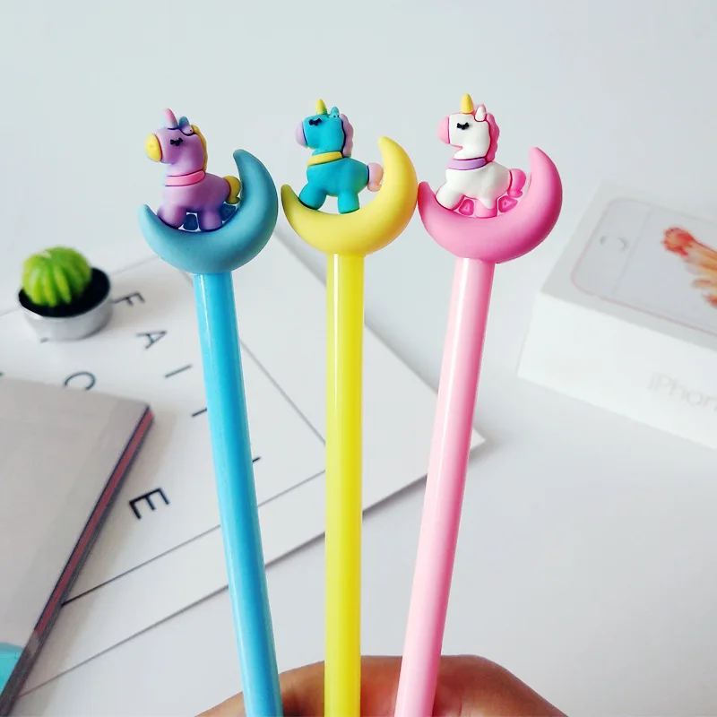 

36 pcs/Lot Color Moon & Unicorn gel pen 0.5mm roller ball pen Black ink refill Kids gift Stationery Office School supplies A6039