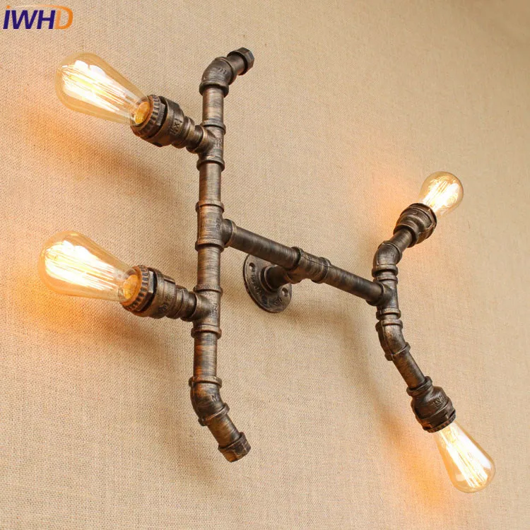 American Vintage Sconce Wall Lights E27 Plated Loft Iron Wall Lamp Bed Retro Industrial Bathroom Stair Antique Lamp Luminaria